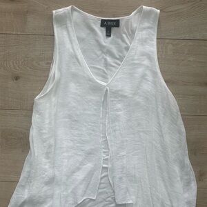 Y2K A Byer Casual White Layered V-Neck Tank Top Flowy Shirt White Festival Shirt